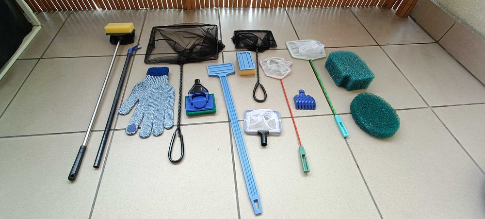 Akcesoria do akwarium siatki wiadra ręczniki czyściki skrobak wysył0zł