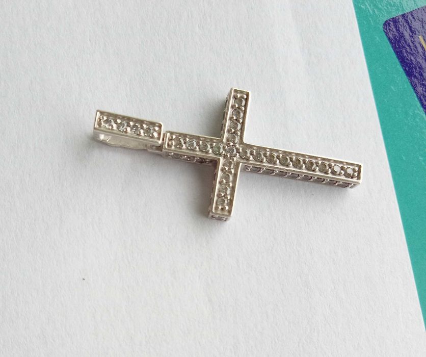 Хрестик кулон підвіска. Срібло 925 проба. З каменями
