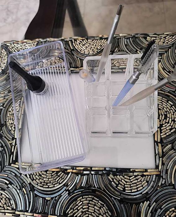 Conjunto de organizadores acrílicos transparentes para produtos de maquilhagem
