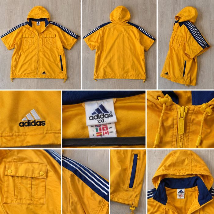 Vintage Adidas XXL – żółta kurtka z kapturem