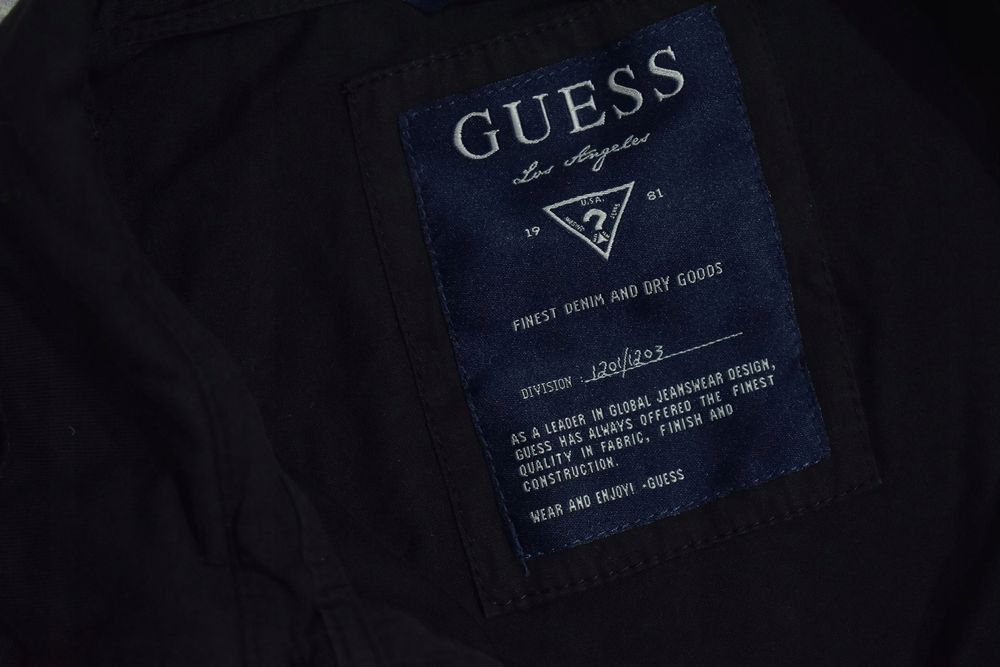 Guess Czarna Koszulka Polo Długi Rękaw Elastyczna L