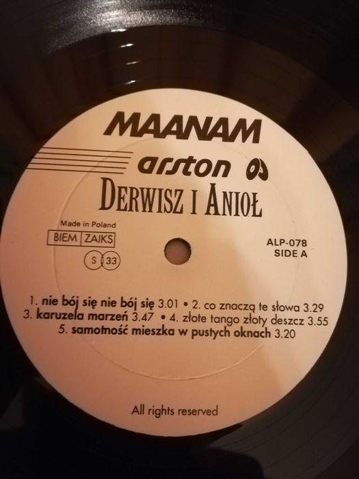 Maanam Derwisz I Anioł winyl Arston pierwsze wydanie z 1991 r.