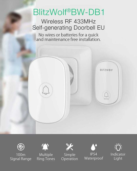 Campainha Blitzwolf BW DB1 - Sem fios e Sem pilhas!
