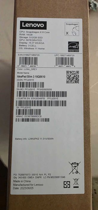 Laptop LENOVO IdeaPad Slim 3 15Q8X10