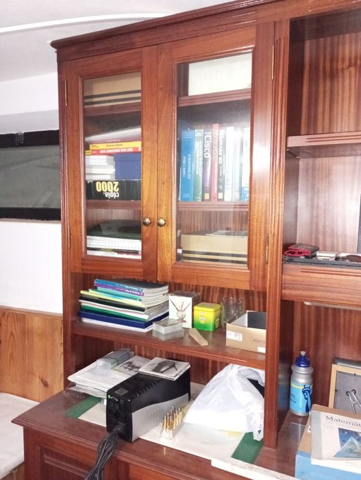 Secretária -estante em madeira de mogno