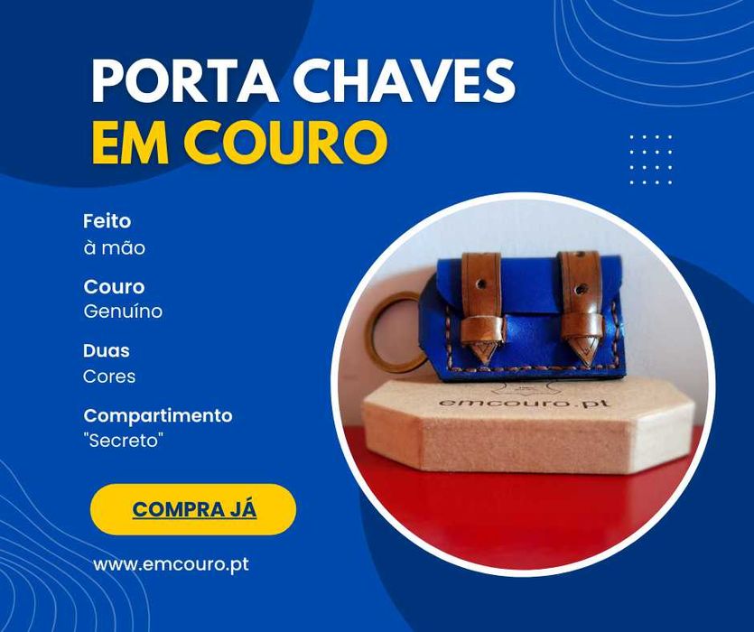 Porta Chaves em Couro Genuíno com personalização a laser (2 INICIAIS)