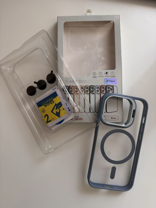Чохол TPU+PC+Metal Stand Case with MagSafe для iPhone 15 Pro