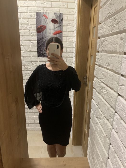 Czarna sukienka Orsay z narzutką rozm. 34