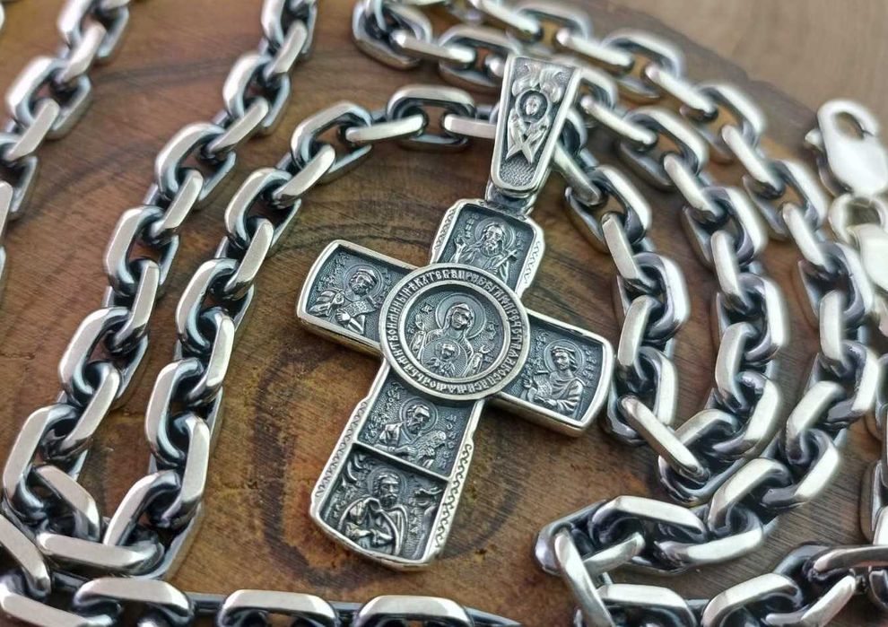 Серебряный  крестик на шею.  Срібний чоловічий хрестик