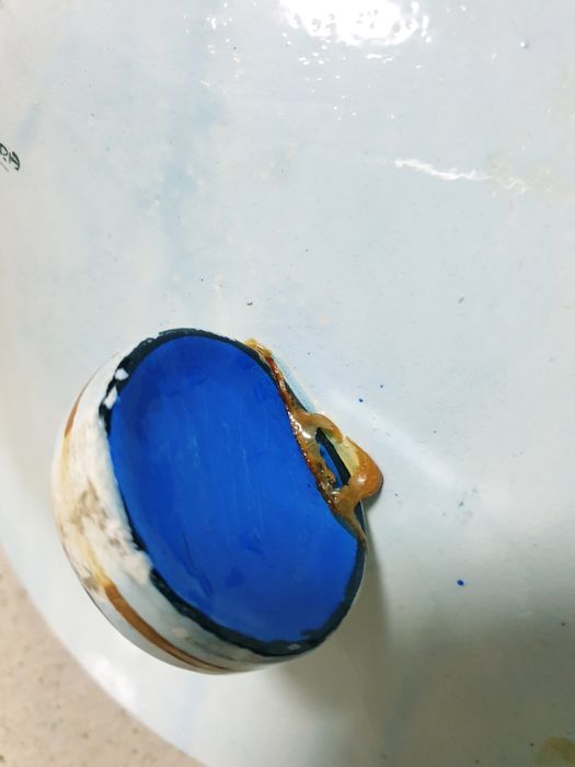 Fantástica grande taça em faiança do Outeiro Agueda - ass. A. Pereira