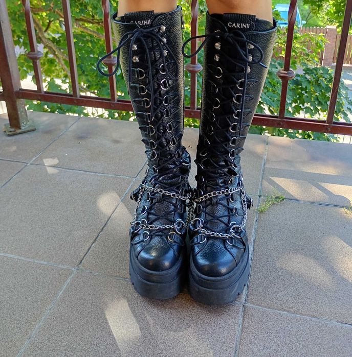 Buty Carini botki kozaki na koturnie