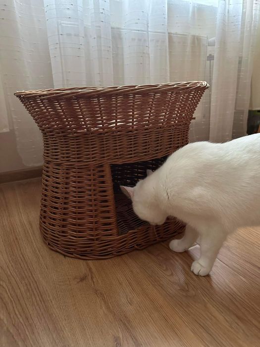 Wiklinowy domek dla kota budka z wikliny legowisko