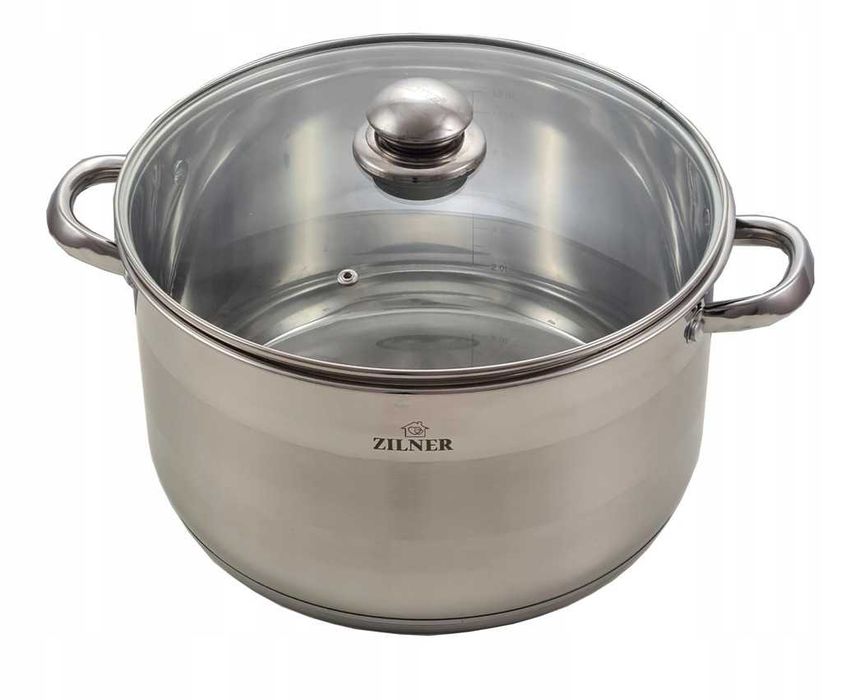 Duży SZEROKI i Niski Garnek ze Stali NIERDZEWNEJ 20L, INDUKCJA, Gaz..