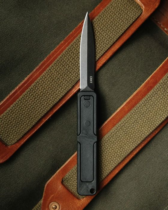 CRKT Gravitic Flip Manual OTF Knife Stonewash High Carbon D/E Black GRN (CR6013), фронтальний гравітаційний ніж,
