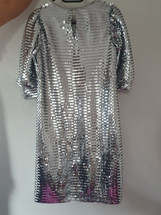 Sukienka sylwester cekiny zara s srebrna sylwestrowa