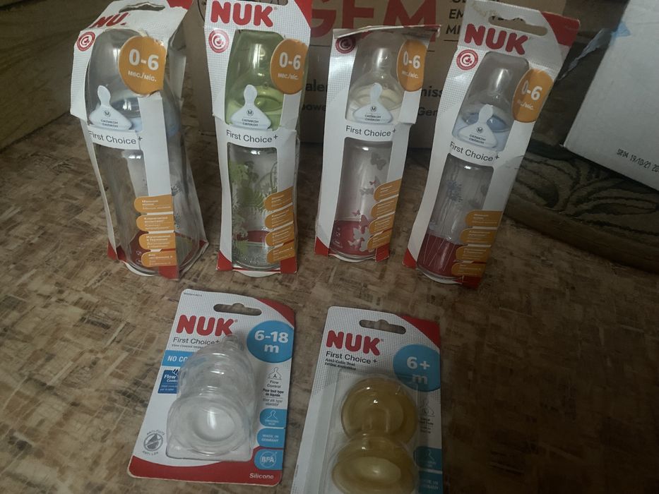 Новые бутылочки Nuk сменные соски 0-6 6-18 месяца стекло пластик