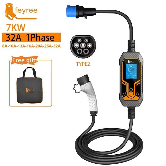 Зарядка Зарядний пристрій Feyree 7kW 32A Tesla Type 1 Type 2 GBT