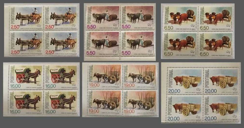 Série de 6 quadras de selos novos - Carros Populares Portugueses -1979