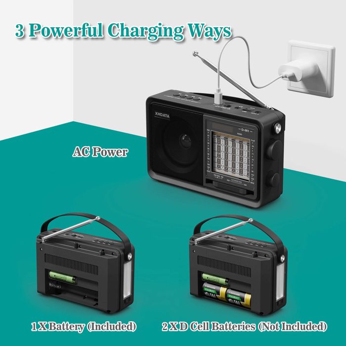 XHDATA Radio NOVO AM/FM/SW Shortwave MP3 Player with USB, Bluetooth, and TF Card Support64738362791426124