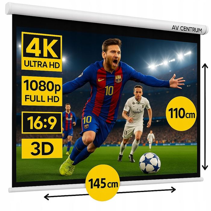 EKRAN PROJEKCYJNY ŚCIENNY AVC-M145 72" 145X110  AV Centrum Bydgoszcz
