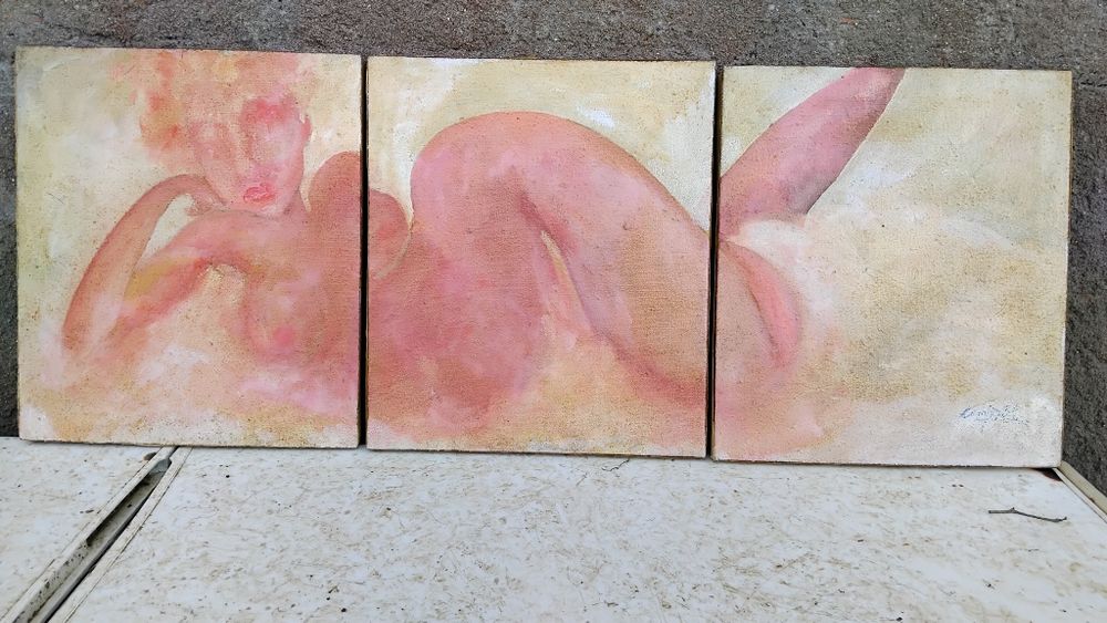 Triptico a óleo de pintor figueirense