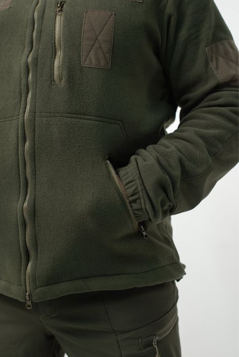 Флісова Кофта Олива зі вставками