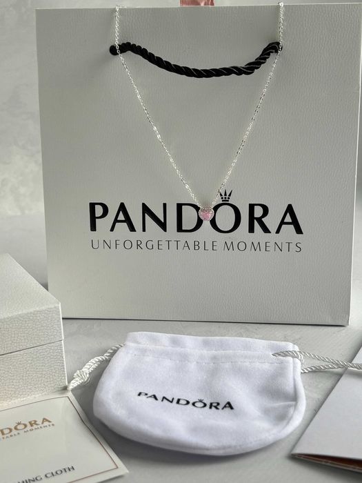 Срібна підвіска сердце у стилі Pandora з рожевим каменем  / Пандора / подарунок для дівчини