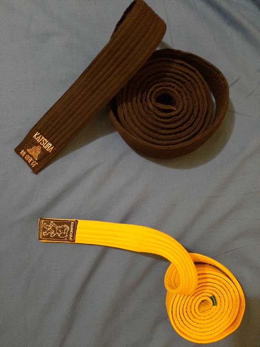 2 Cintos de karate / taekwondo  negro  e amarelo