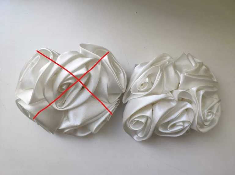 Тканевый цветок, бант, брошь, декор, белый атлас, розы