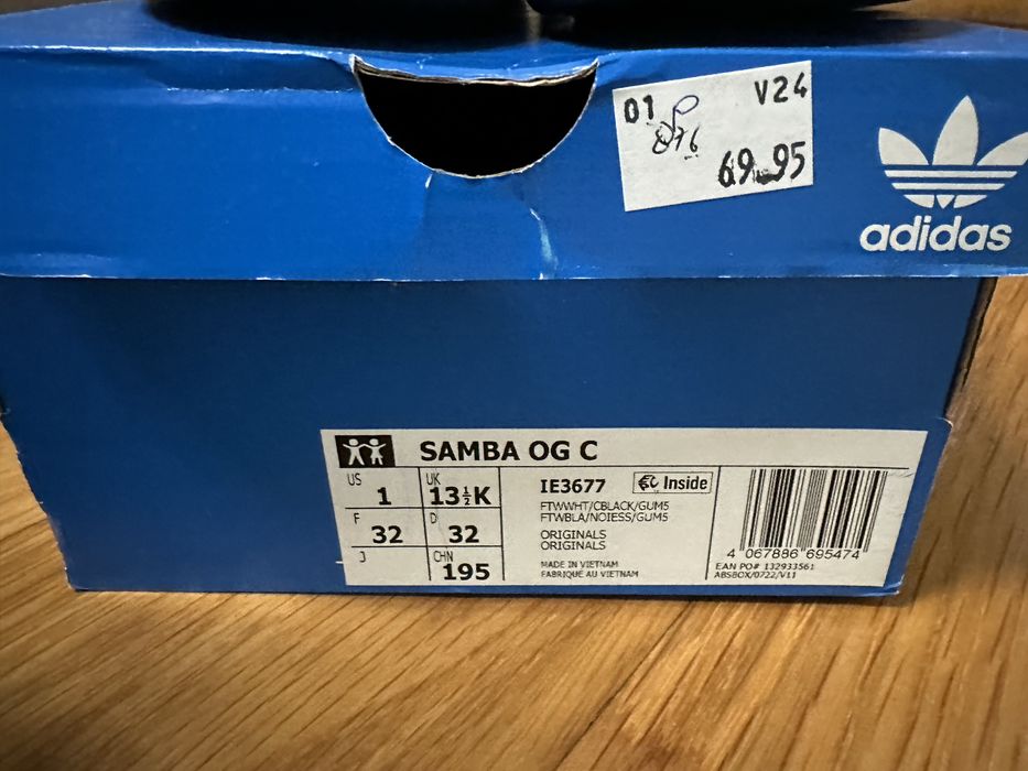 Sapatilhas Criança ADIDAS - Samba - Tamanho 32