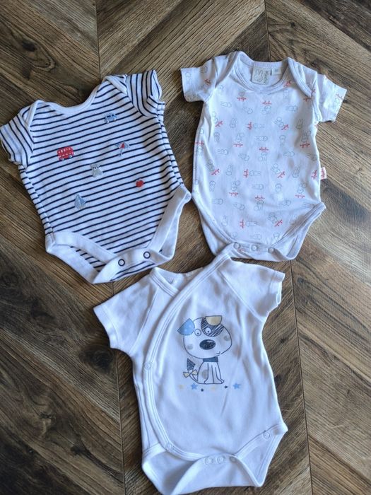 Zestaw body dla wcześniaka chłopięce rozmiar 50+ gratis kombinezon