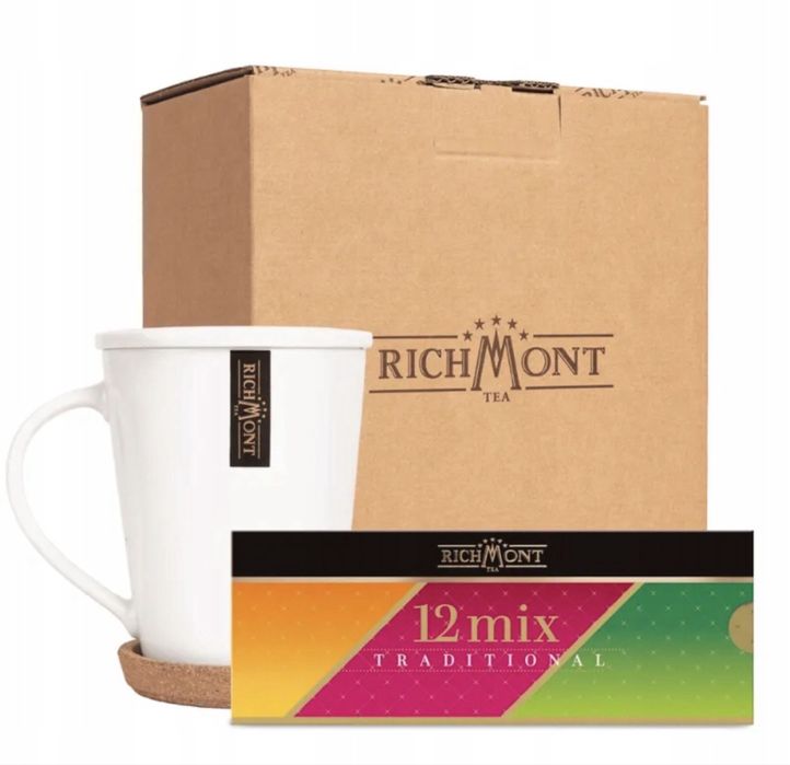 Herbata Richmont Mix Traditional 12 saszetek zestaw porcelanowy nowy