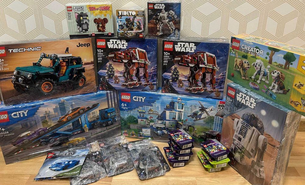LEGO zestawy nowe star wars, city, itp