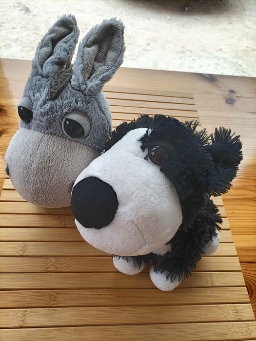 Lote 2 peluches animais cão + burro