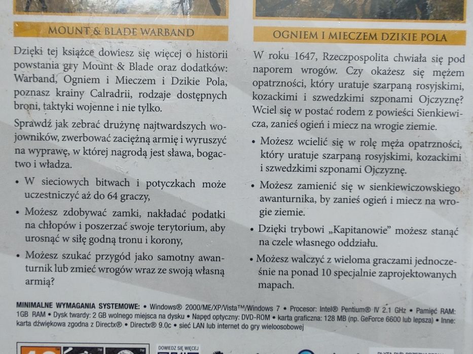 Nowa w folii Mount & Blade Warband+Ogniem i Mieczem  Gamebook PC