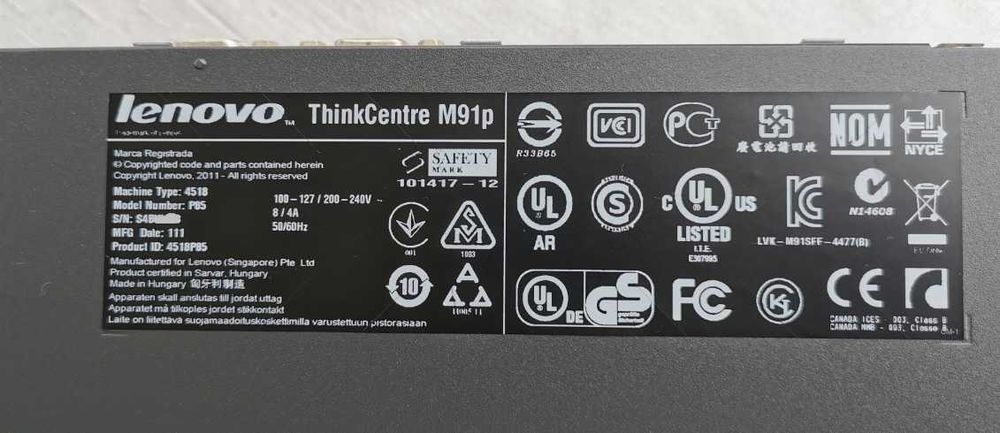 Komputer stacjonarny_LENOVO M91p_Intel i5_160 GB SSD_4 GBRAM_Win 10Pro