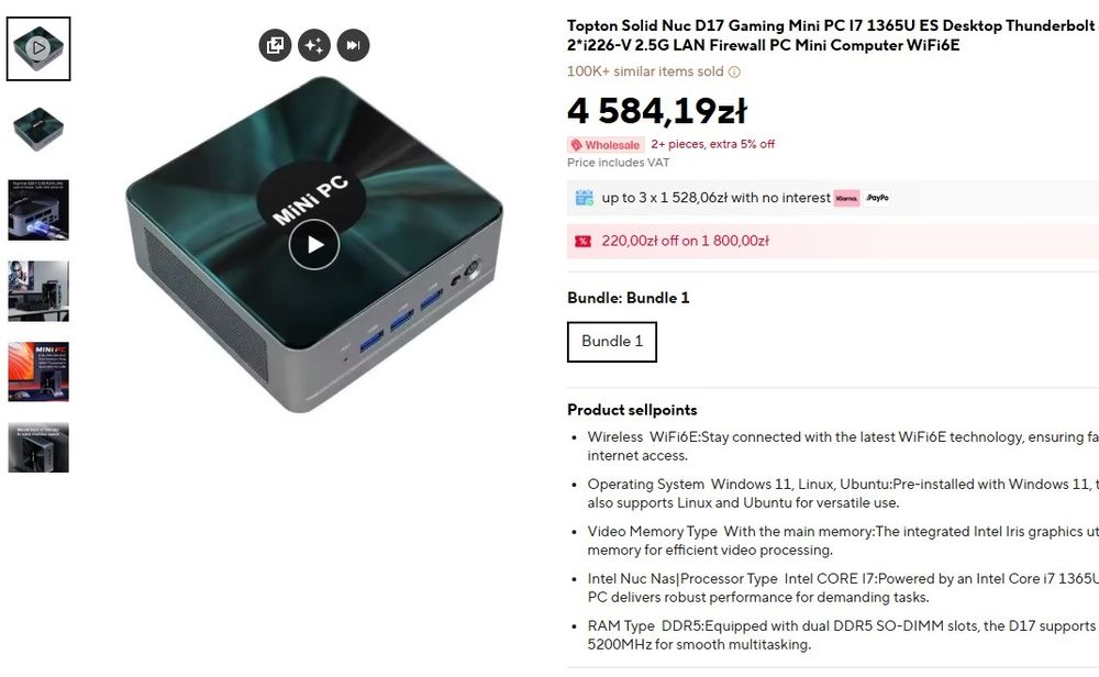 Mini PC NUC d17 i7 1365U+ ddr5 16gb + 512gb nvme