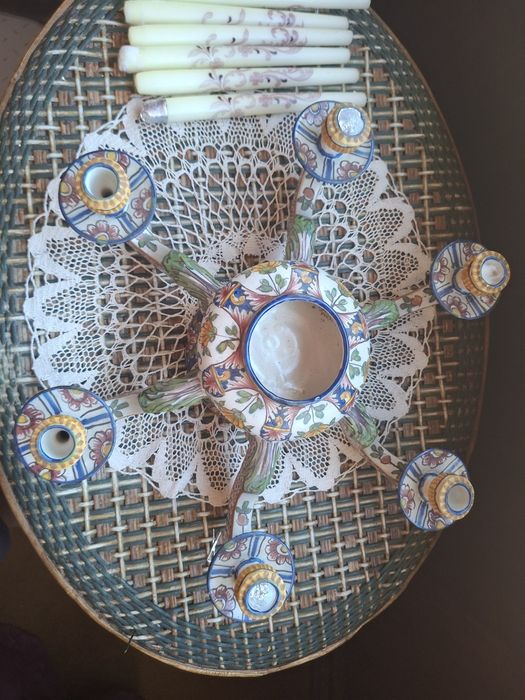 Candelabro Comemorativo de 1946 Faiança Battistini (Maria de Portugal)