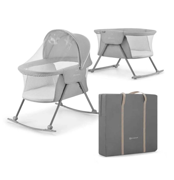 Mini Berço / Berço de Viagem Kinderkraft Lovi (Cinzento) - Como Novo