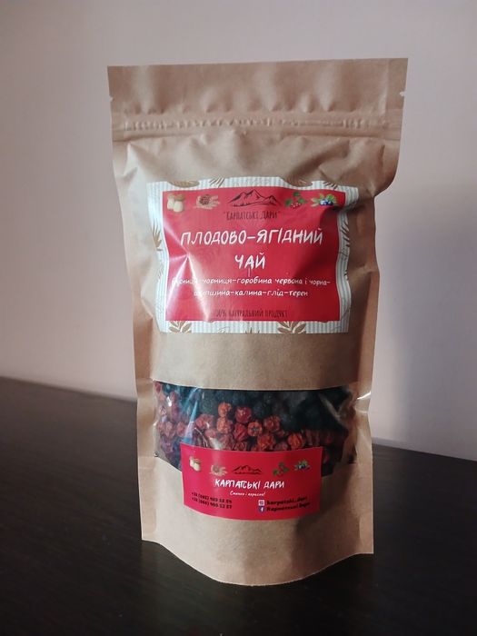 Плодово-ягідний чай-чорниця, брусниця, горобина, аронія, шипшина, глід