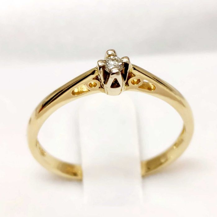 Złoty pierścionek z BRYLANTEM próby 585 14k R.18