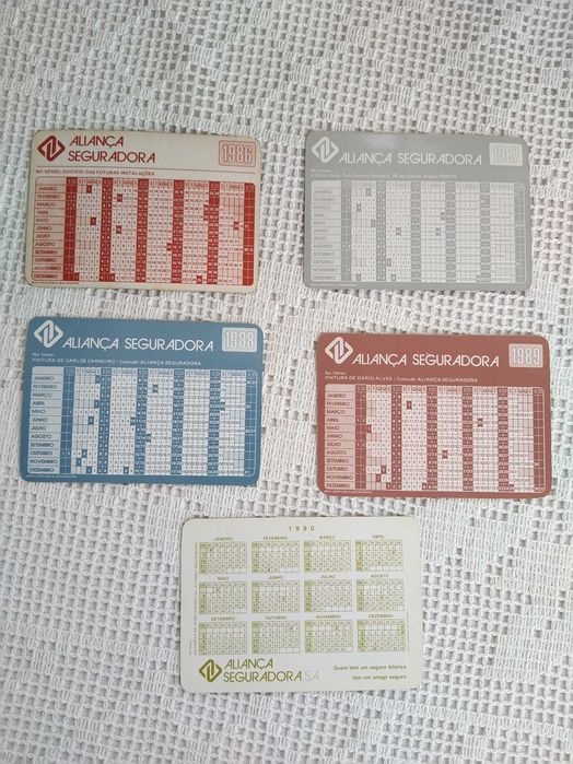 Calendários da Companhia de Seguros Aliança Seguradora - 1986 a 1990