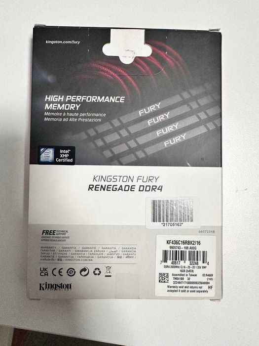 Pamięć RAM DDR4 Kingston Fury Renegade CL16 3600 mhz 16GB (2x8 kit)