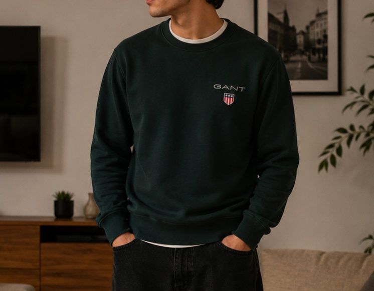 Gant bluza sportowa męska bawełniana logowana S