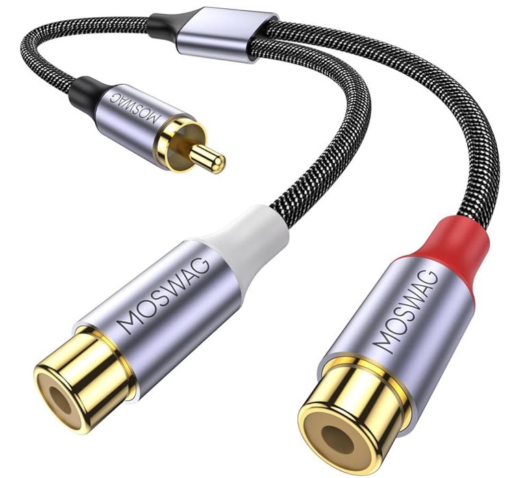 MOSWAG Adapter / trójnik, wtyk RCA - 2x gniazdo RCA