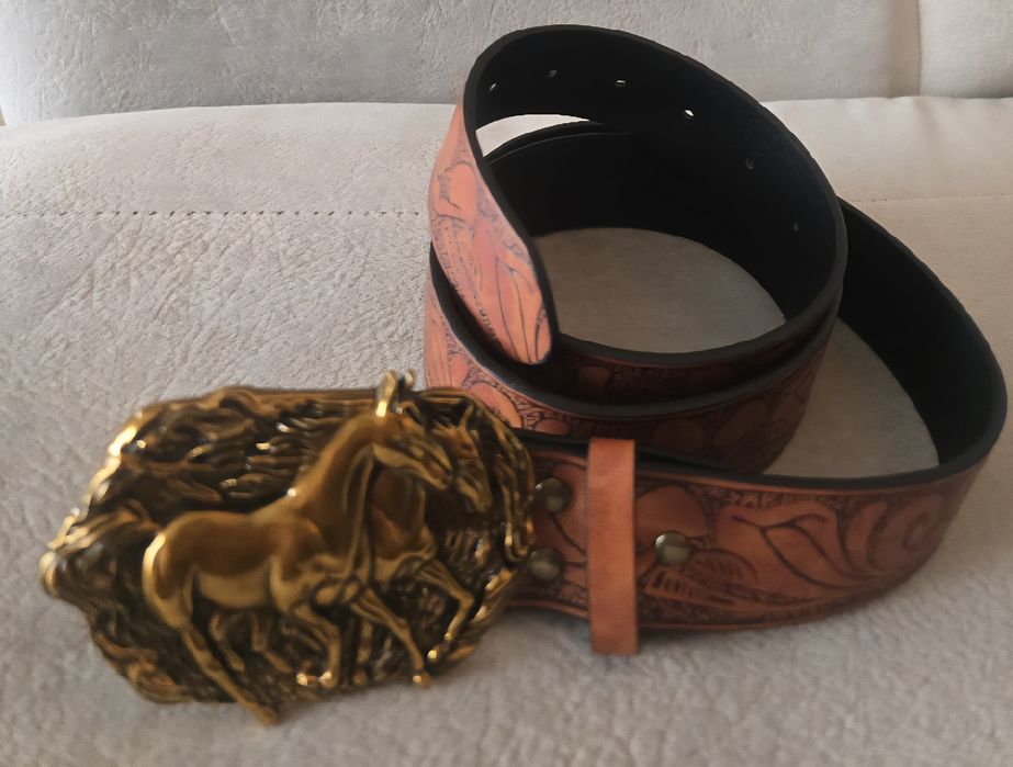 Pasek skórzany jeździecki myśliwski cowboy Texas Arizona JEŹDZIECTWO.