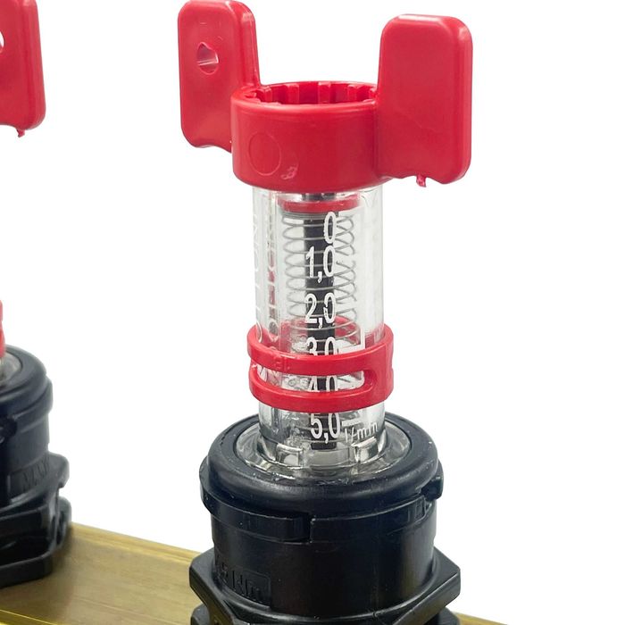 Rozdzielacz 1'' Do Podłogówki Mosiężny Z Zaworami 10 Obwodów Sekcji