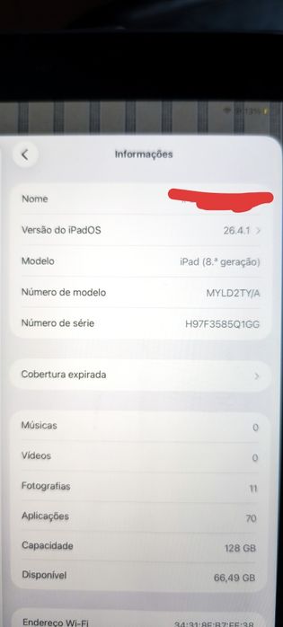 iPad, 8 geração, em perfeitas condições