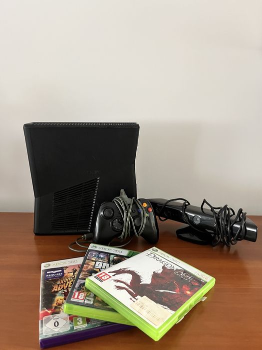 Xbox 360 com cabos | Kinect | Jogos e um comando