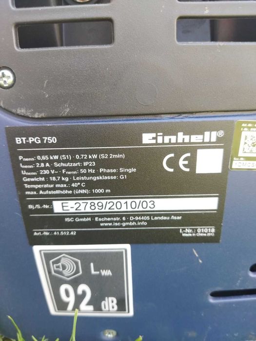 Генератор Einhell bt-pg 750